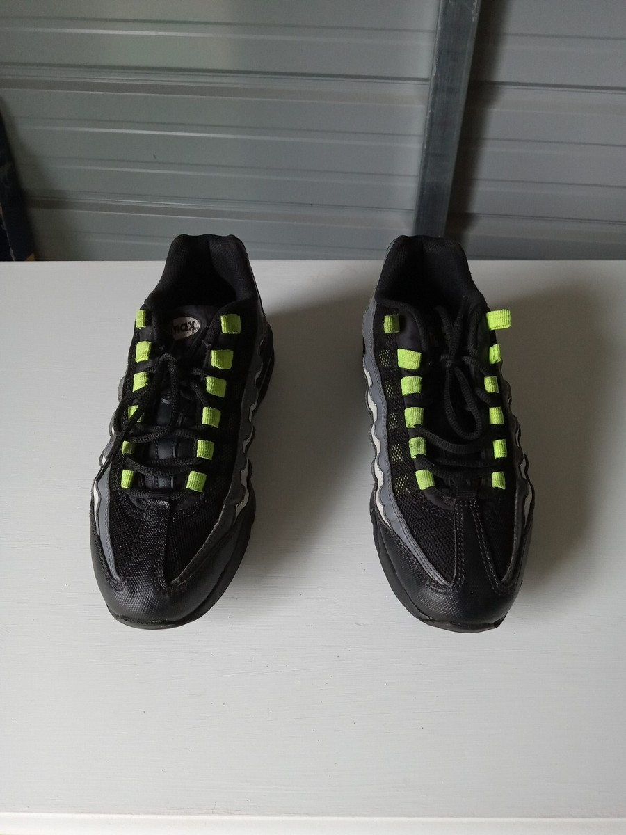Nike Air Max 95 GS Black Volt Dark Grey Neon Laces Sneakers 905348-022 Size 6.5Y — product photo 2 of 10