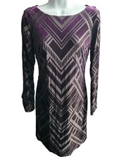 Vince Camuto Crushed Velvet Black Purple Dress Size 4
