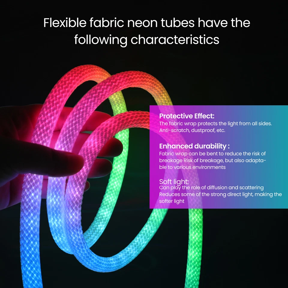 360° Runde Neon LED Strip Streifen RGB 5V WS2812B Wasserdicht Schlauch Lichtband - Bild 4 von 4