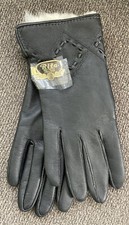 NEW Vintage RITA Black Gloves Synthetic Lambskin Size B UNUSED WITH TAGS