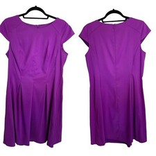 AGB Purple Fit n Flare Dress Cap Sleeve High Neck Size 14
