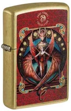 Zippo 46689, Anne Stokes-Copperwing Design, Street Brass Finish Lighter, NEW