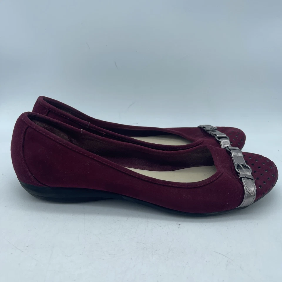 Zapatos Croft & Barrow para mujer talla 9,5 M granate sin cordones planos detalles plateados Foto 2 de 4