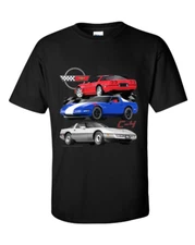 CORVETTE C4 T-SHIRT BLACK FRONT TRIO VIEW RED,BLUE,GRAY S-XL24.99+2X,3X FS NEW