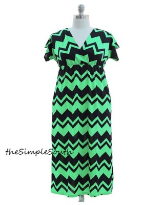 green and white chevron maxi dress Zig Zag Dress – MarKa Pr LLC