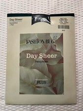 Fashion Bug Day Sheer 1X -2X Pantyhose, CLASSIC NAVY - Sandalfoot - PLUS