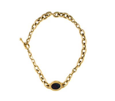STUNNING KIESELSTEIN-CORD 1984 18K YELLOW GOLD NECKLACE JASPER