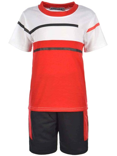 Shorts Fabric Boys Summer Set T Shirt Top Capri 2 pcs. Boy - Picture 4 of 13