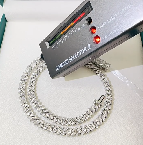 8MM D-Farben Moissanit Cuban Chain Halskette 925 Sterlingsilber Rhombus Hiphop A - Bild 40 von 47