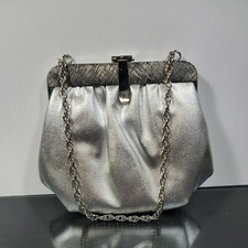 Vintage Ande Silver Clutch Purse W/ Strap Elegant Evening Art Deco Party Bag