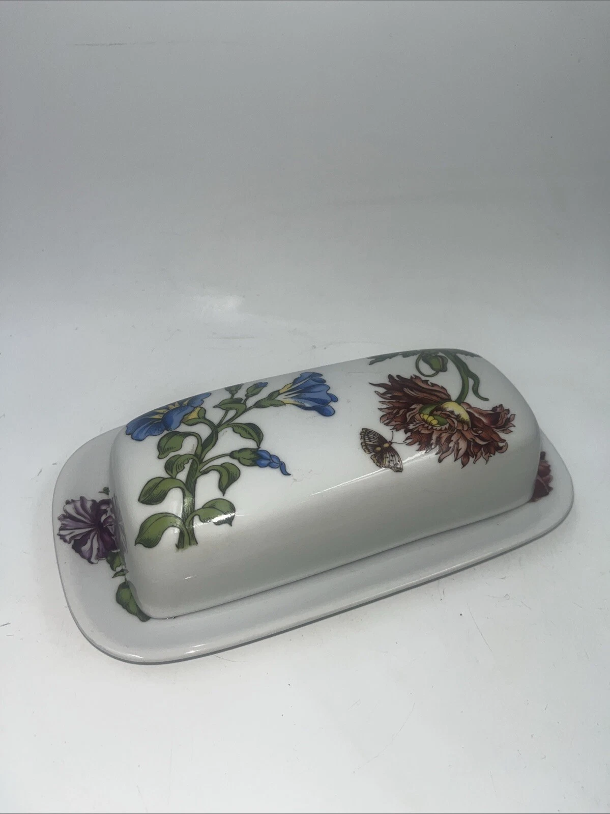 Vintage BIA Cordon Bleu Butter Dish Portmeirion Floral Pattern Rare