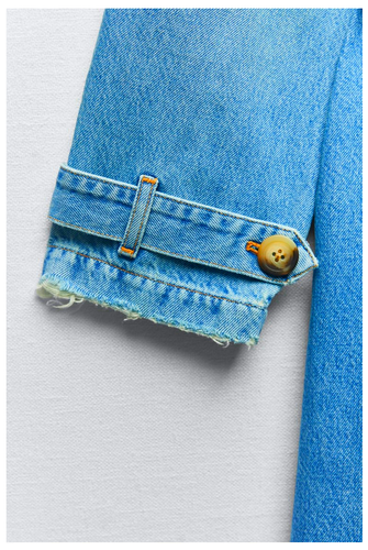ZARA Z1975 Denim Trench Coat Small Long Mid-Blue NWT - Picture 5 of 10