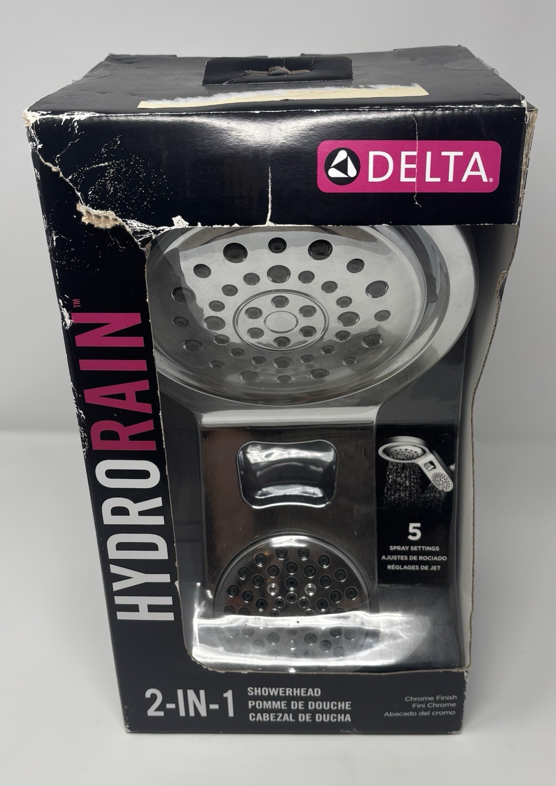New DELTA 75598C HydroRain Two-in-One Shower Head, 5 Setting