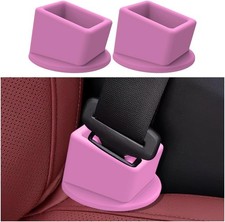 Car Seat Belt Buckle Holder, 2PCS Silicone Easy Access Vehicle Seatbelt Pink