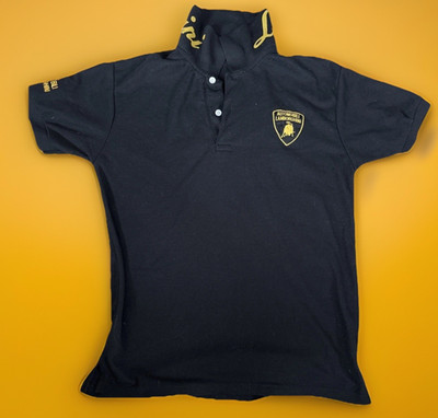 Vtg Automobili Lamborghini Men s Embroidered Logo Polo Black T Shirt Size M