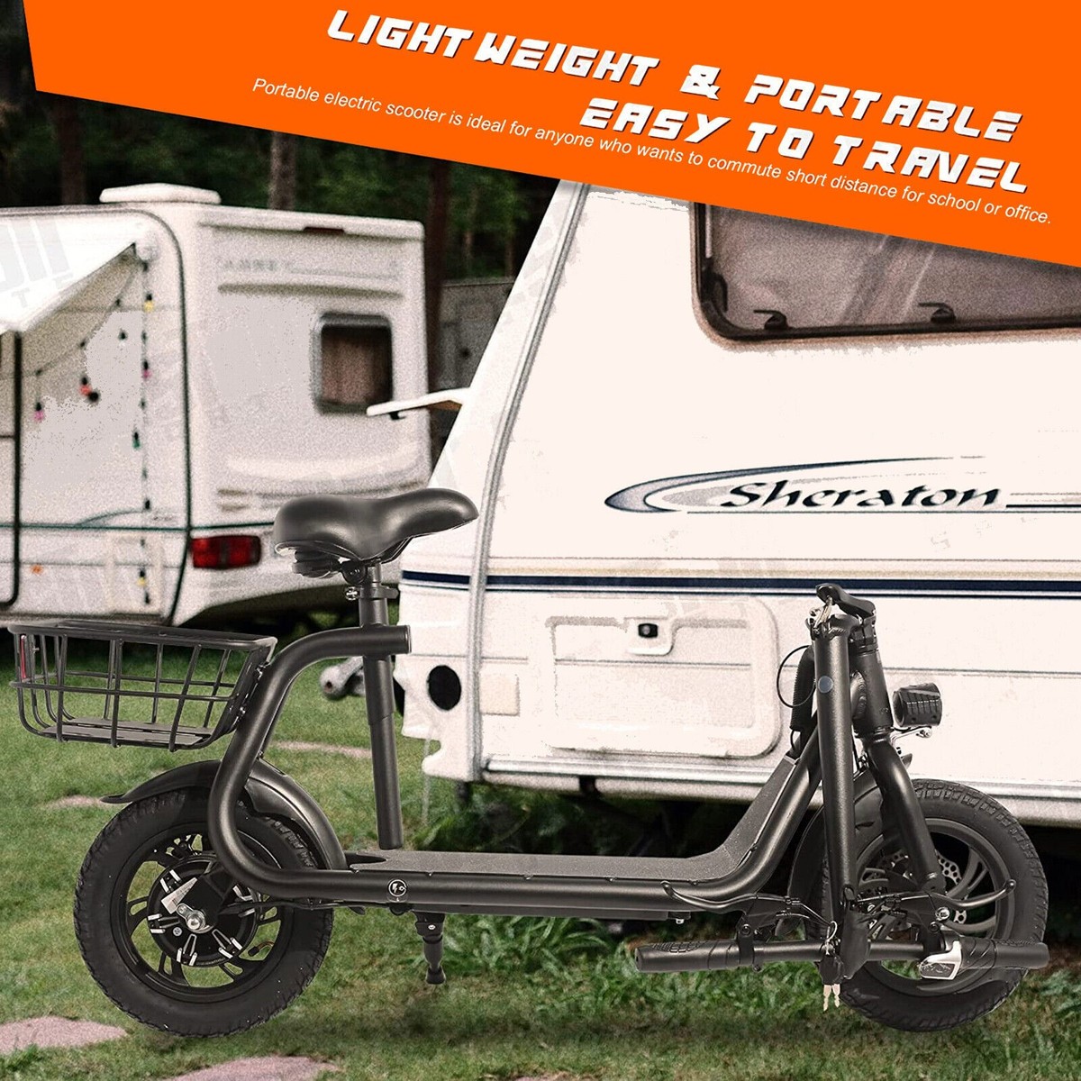 Sports Electric Scooter with Seat 36V Lithium Electric Bike 450W