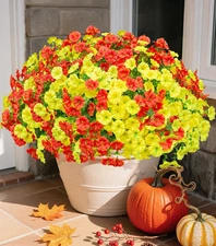Fake Mums Fall Artificial Flowers Plants for Outdoors Autumn Decoration, 12 Bund