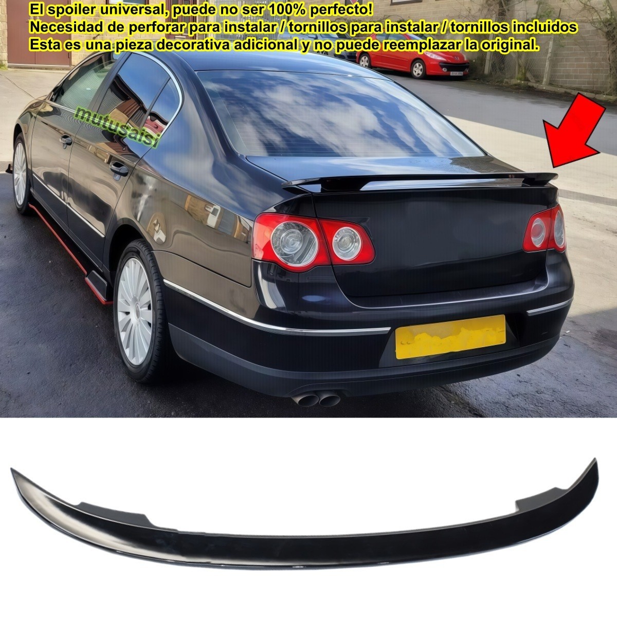 Spoiler de coffre noir universel pour coffre arrière de VW Passat 3C2 berline