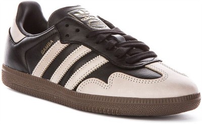 Adidas Samba OG Schnürschuhe Damen Sportschuhe In Schwarz Beige UK 4 - 8