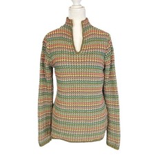Vintage Liz Claiborne Split Neck Open Knit Sweater Size Medium Multicolor
