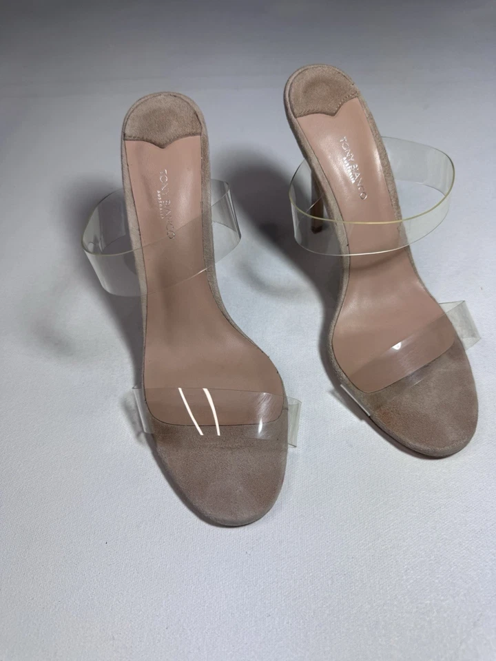 Tony Bianco KADE Clear Vinylite Blush Kid Suede Heel Stiletto Sz 9￼ - Image 4 of 4