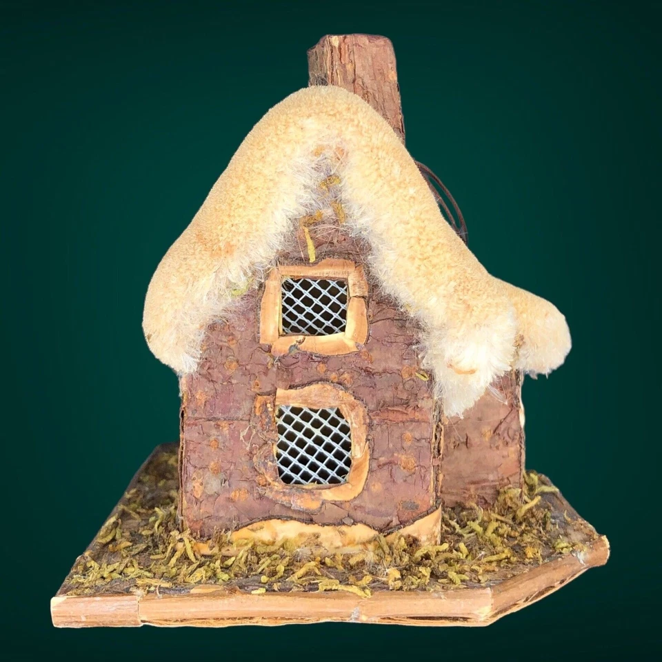 De Colección Adorno Hadas Bosque Cabaña Amarillo Mossy Techo Hecho a Mano Gnomo Elfo Alemán Foto 2 de 4