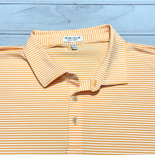 Peter Millar Summer Comfort Polo Shirt XXL Orange White Striped Golf Stretch