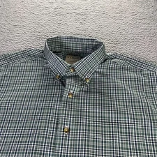 LL Bean Shirt Mens Large Reg Green Plaid Traditional Fit Button Down Outdoors
