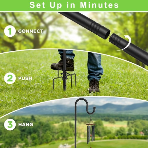 Shepherds Hooks, 94" Bird Feeder Pole for Outdoor, 4/5” Thick 94", Black - Picture 6 of 8