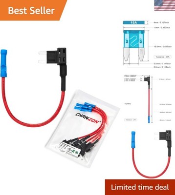 16AWG Add-a-Circuit Fuse Tap Set for 20A Automotive & Marine Applications - 5Pcs