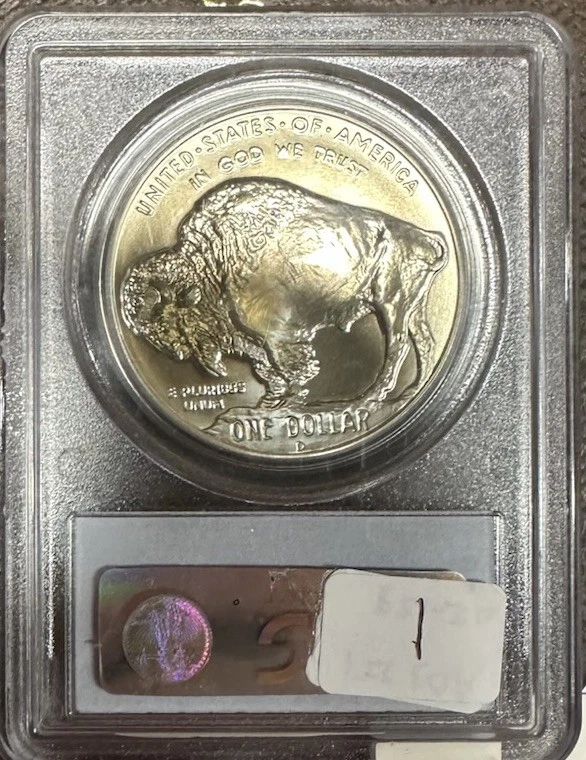 2001-D MS70 Buffalo Commemorative Silver Dollar PCGS - Image 2 of 3