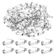 100 Pcs Brooch Pin Back, 15mm 0.59" Bar Pins Backs Safety Clasp, Dark Silver