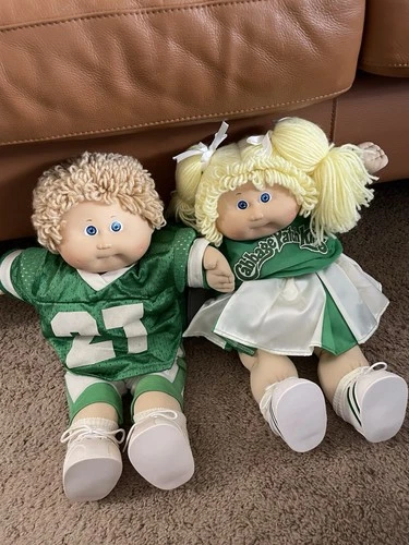 Coleco Cabbage Patch Kids Football Player & Cheerleader 1980s Dolls