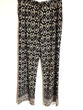 SOHO pull on drawstring black beige  pattern palazzo pant long tall Large NWT