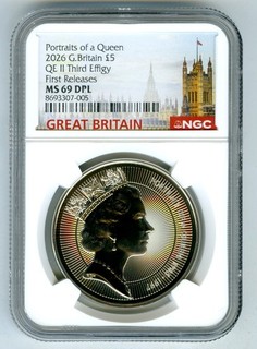 2026 GB 5PD NGC MS69 DPL QEII PORTRAITS OF A QUEEN THIRD EFFIGY FIRST RELEASES