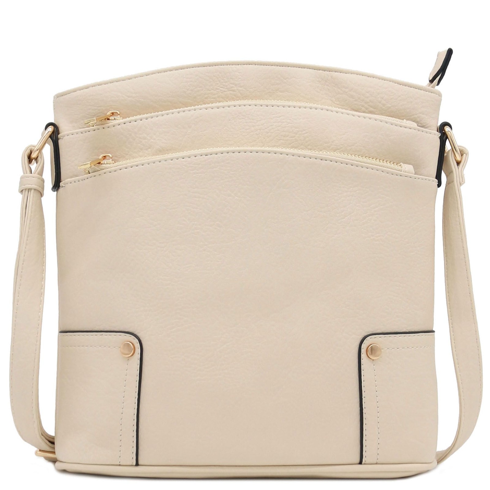 Triple Zip Pocket Large Crossbody Bag