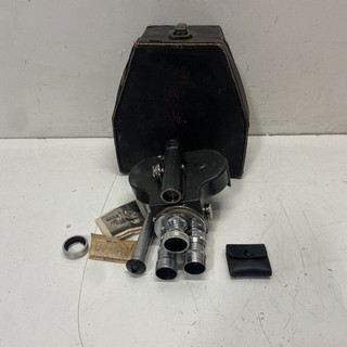 Macchina fotografica vintage Emel 8mm torretta con 3 obiettivi e custodia testata