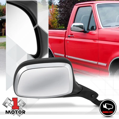 [Right] Passenger Side Chrome Manual OE Replacement Mirror for 92-97 F250/Bronco