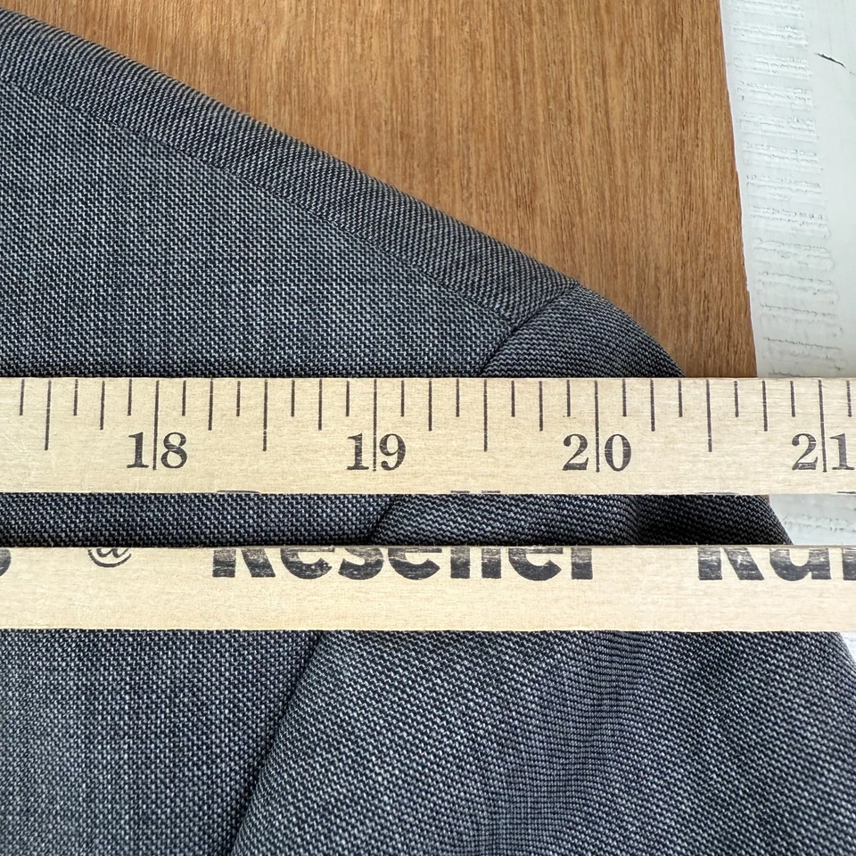 Perry Ellis Suit Mens 48R Gray 2 Button Wool Blend Peak Lapel Pants 44x32 Modern - Image 4 of 4