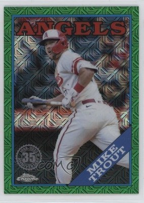 2023 Series 1 1988 Topps Chrome Silver Pack Green Refractor /99 Mike Trout 5p9
