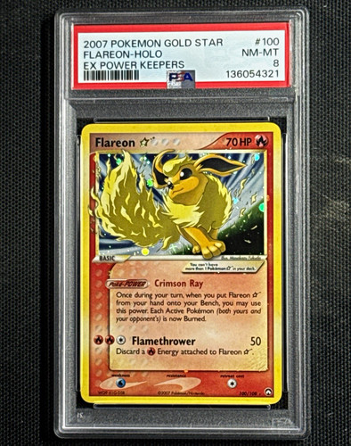 PSA 8 Flareon Gold Star Holo 100/108 EX Power Keepers 2007 Pokemon