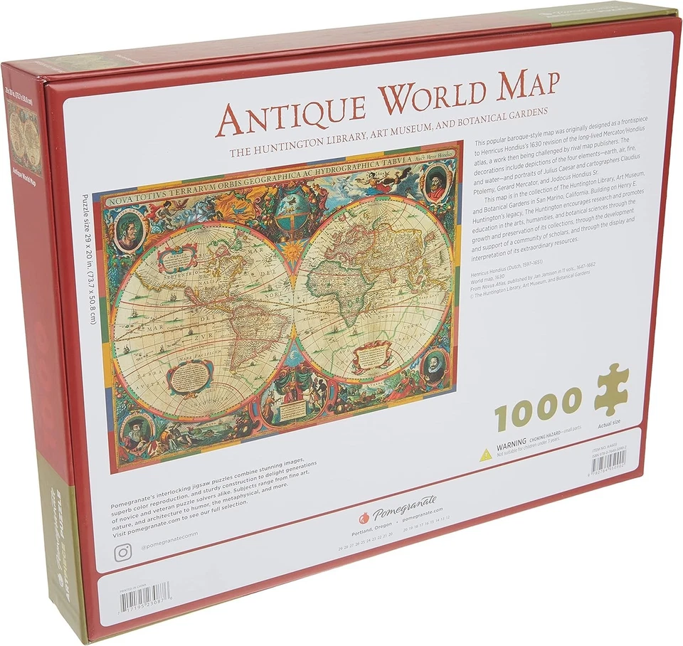 Rompecabezas “Mapa del Mundo Antiguo” Arte Granada 1000 Piezas 29x20 Foto 3 de 3