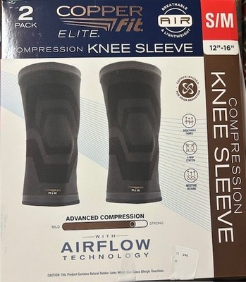Copper Fit Elite Compression Knee Sleeve 2 Pk S / M 12-16''  Airflow NEW Open BOX