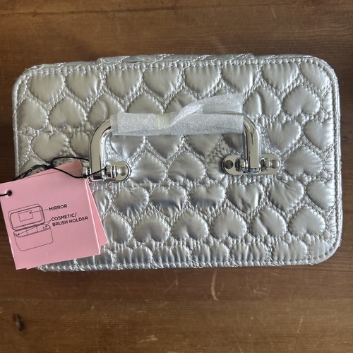 Juicy Couture Make-up Reisetasche Etui Spiegel Kosmetik Zug Etui Silber Metallic - Bild 2 von 6