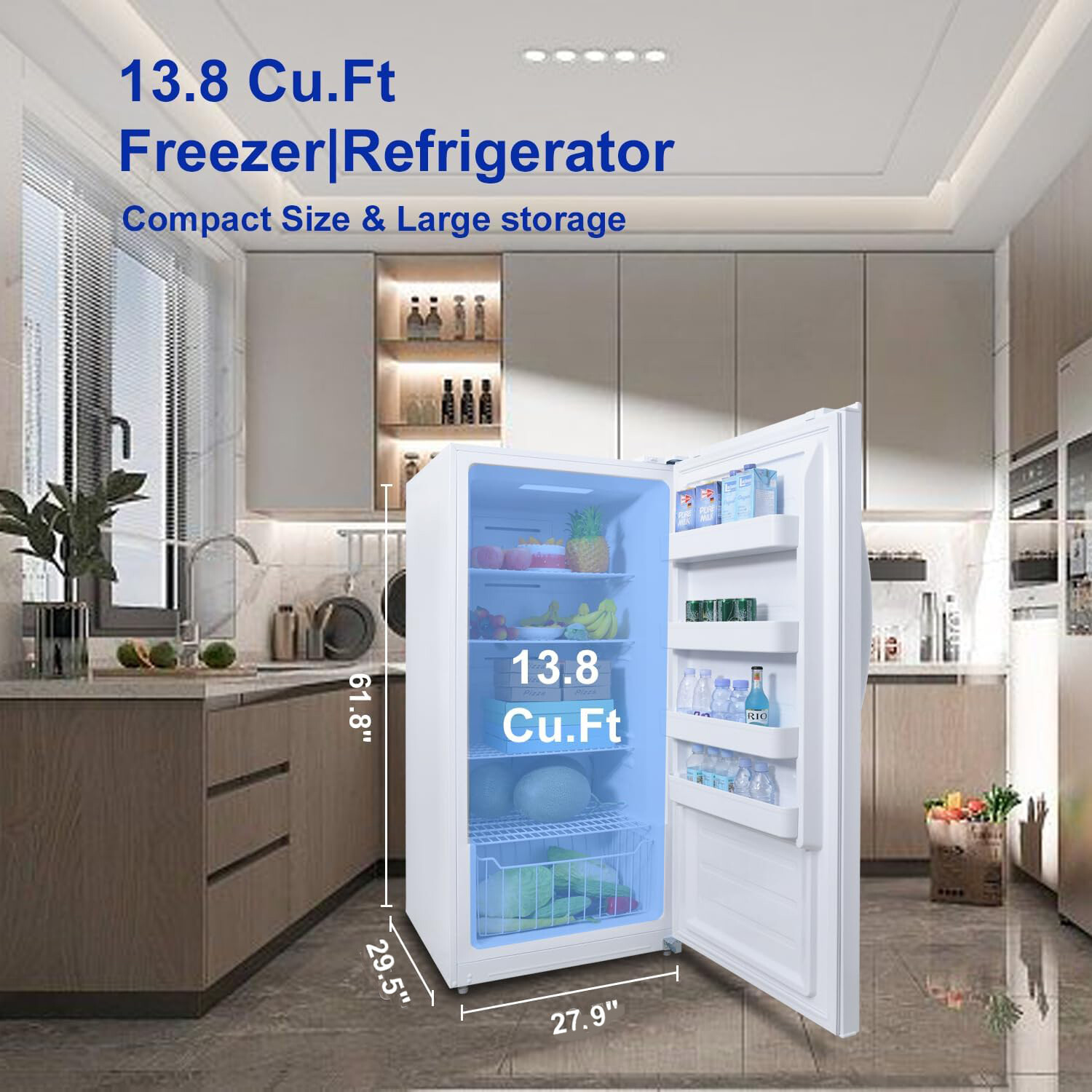 SMAD 13.8cu.ft Dual Mode Digital Control Convertible Uprigh Freezer/Refrigerator