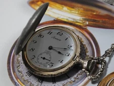 Vintage 1960s ARNEX 6498 17J Hunter Case Pocket Watch w/Chain