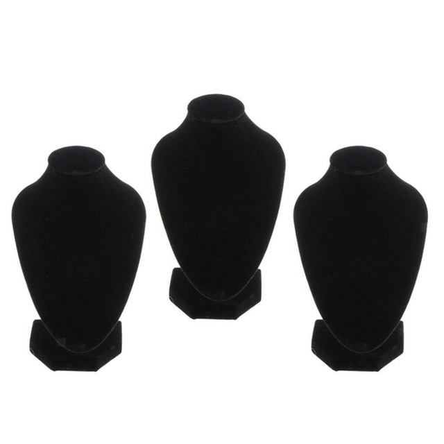 3 Packs Black Velvet Necklace Bust Display Pendant Chain Jewelry Stands 3 Packs Black Velvet Necklace Bust Display Pendant Chain Jewelry Stands