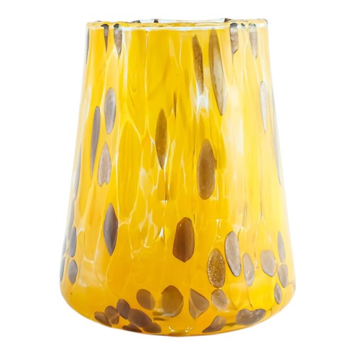 Murano Glass Drinking Art Tumbler Yellow Bronze Handmade Venice Italy Millefiori - Picture 2 of 6