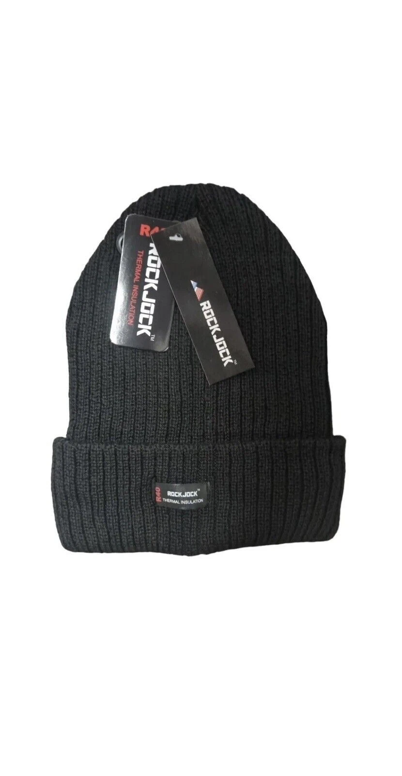 12 x Mens Rock Jock Black Chunky Knitted R40 Insulated Fleeced lined Thermal Hat