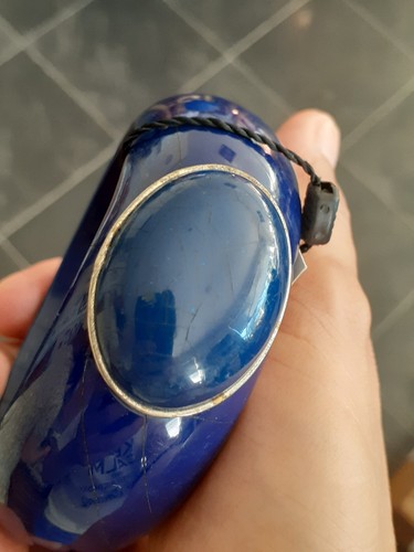 VINTAGE HOBBS Italy Ladies Bangle Arcylic Crackle Lapis Lazuli Style~Limited - Picture 8 of 12